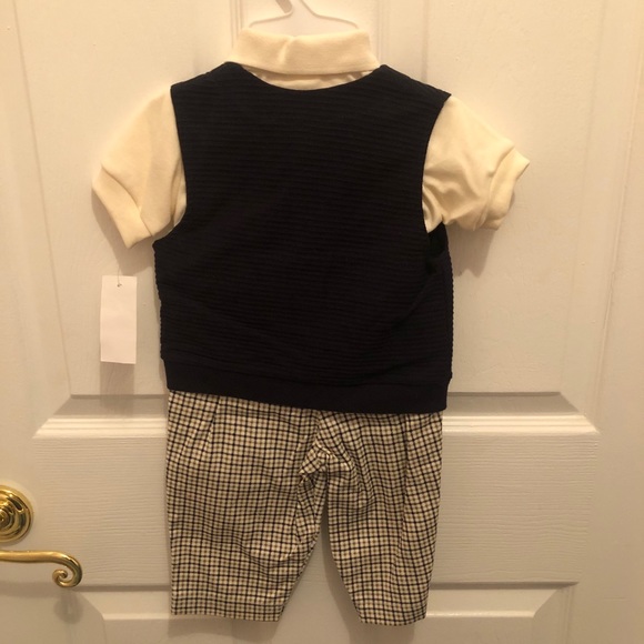 6/9 Months Boy Polo Shirt Sweater & Shorts Outfit - Picture 4 of 7